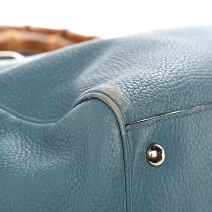 Gucci Pebbled Calfskin Medium Bamboo Shopper Tote Light Blue 14 of 22