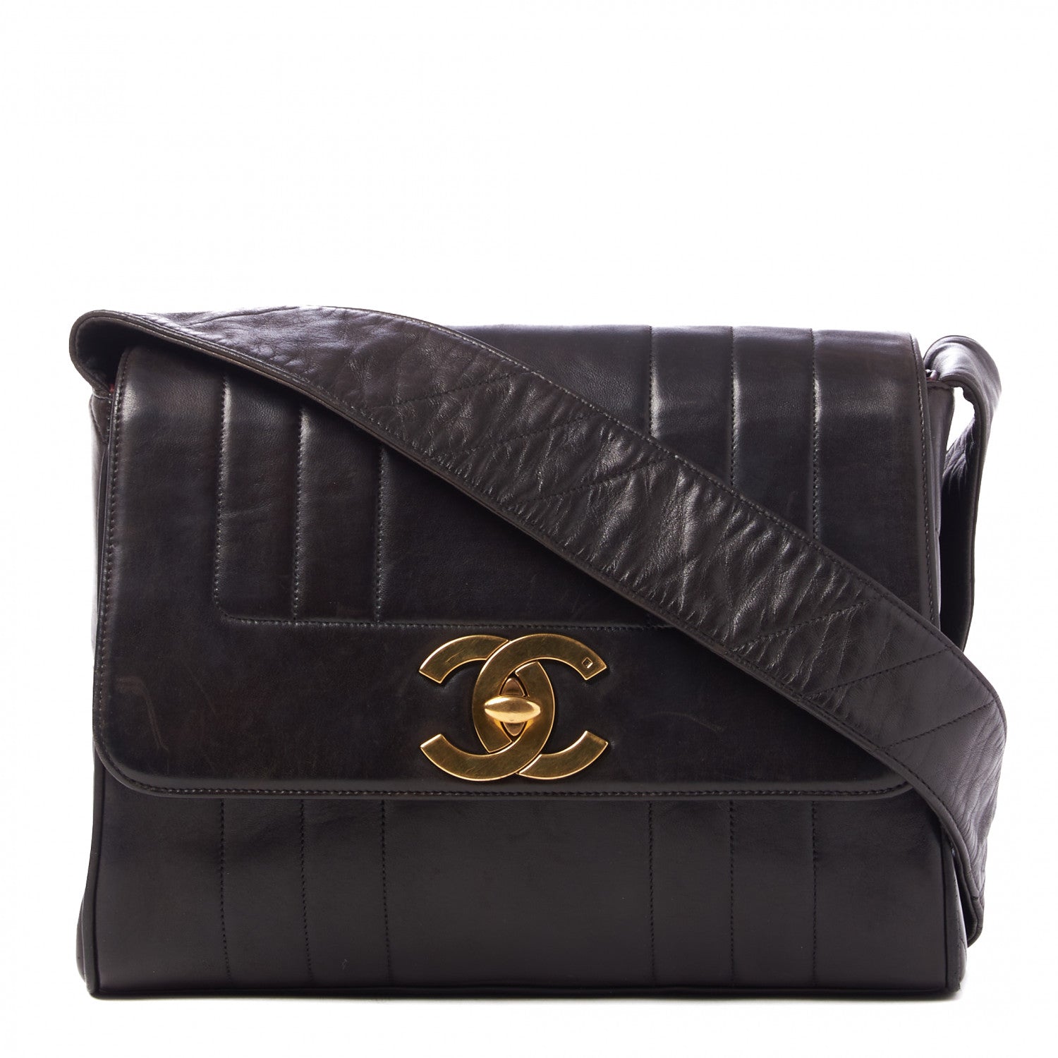 Chanel Lambskin Vertical Quilted CC Flap Shoulder Bag Black 1 of 9