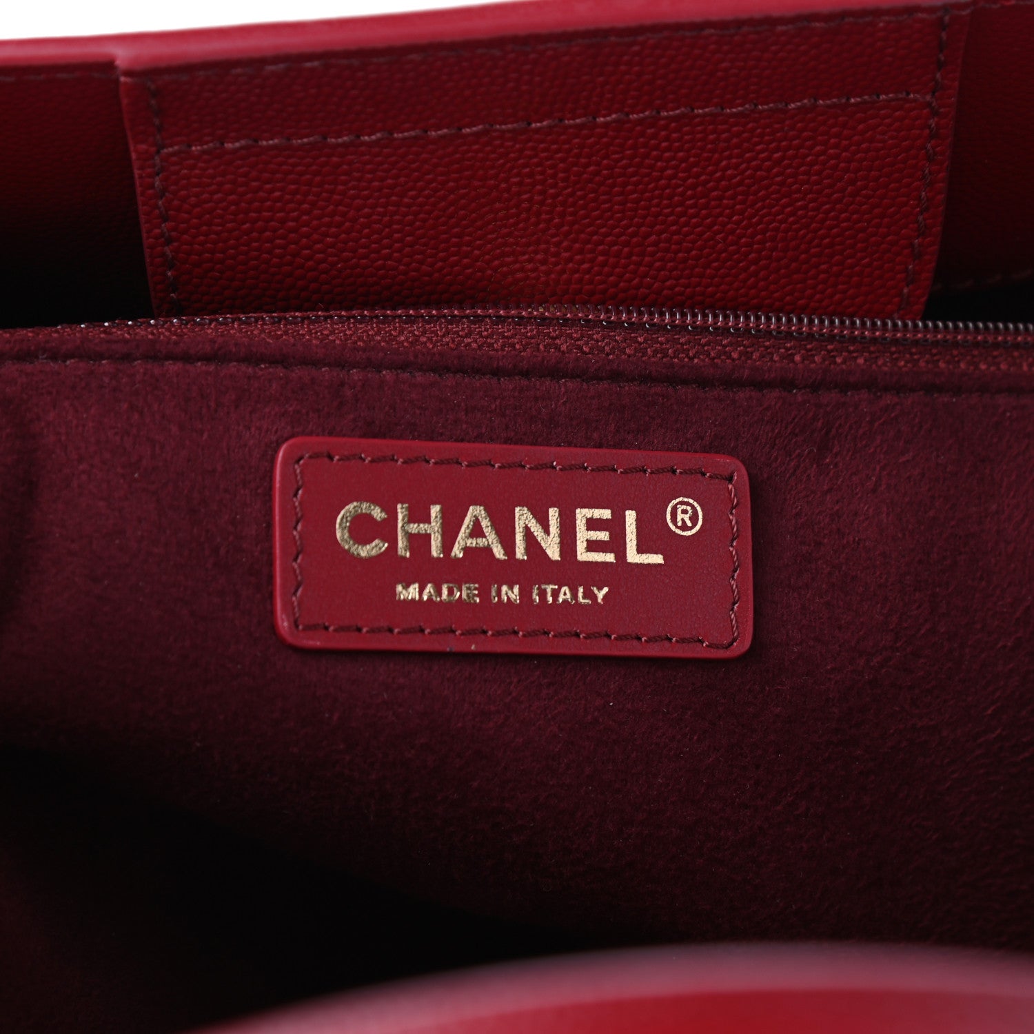 Chanel Caviar Small Studded Deauville Tote Red 6 of 10