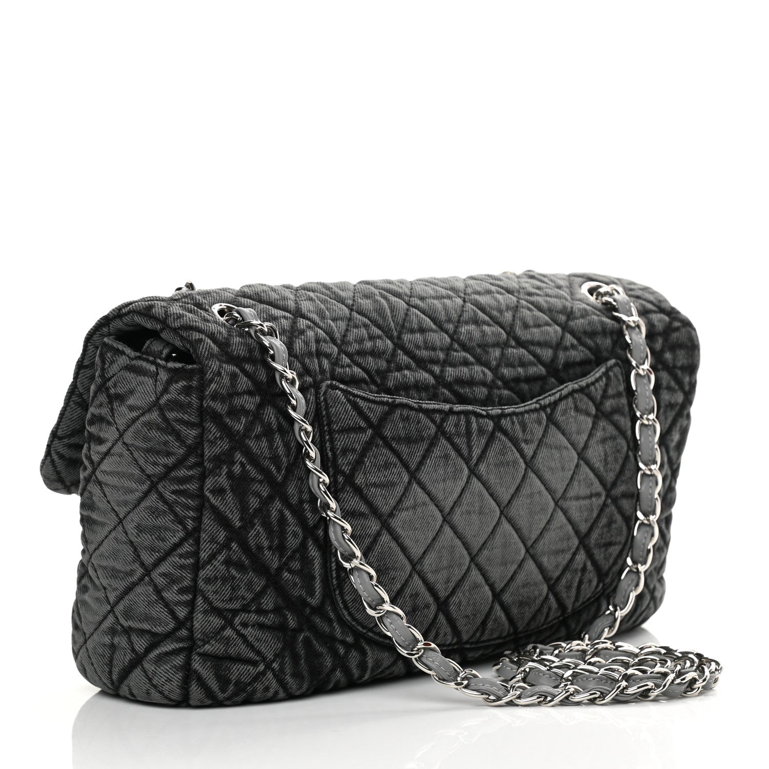 Chanel Denim Quilted Denimpression Flap Grey Black 3 of 11