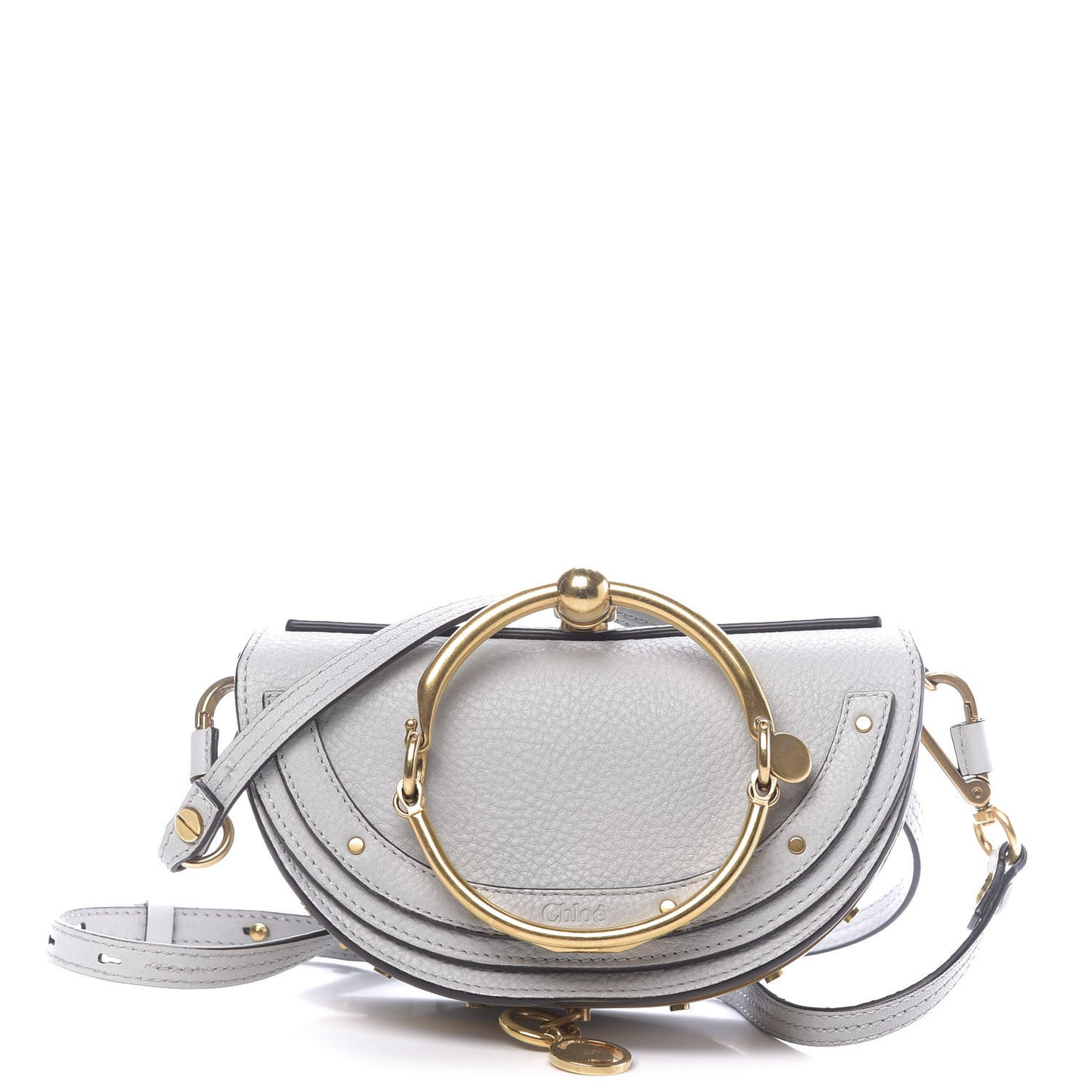 Calfskin Small Nile Bracelet Minaudiere Bag Airy Grey