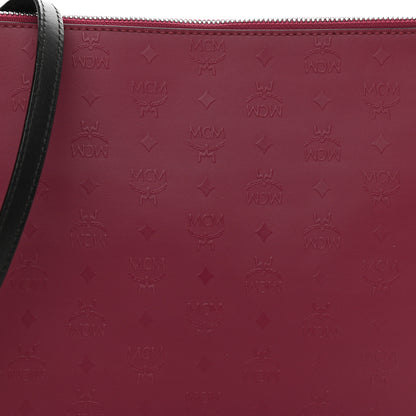 MCM Calfskin Monogram Coated Canvas Medium Crossbody Pouch Red Black 7 of 9