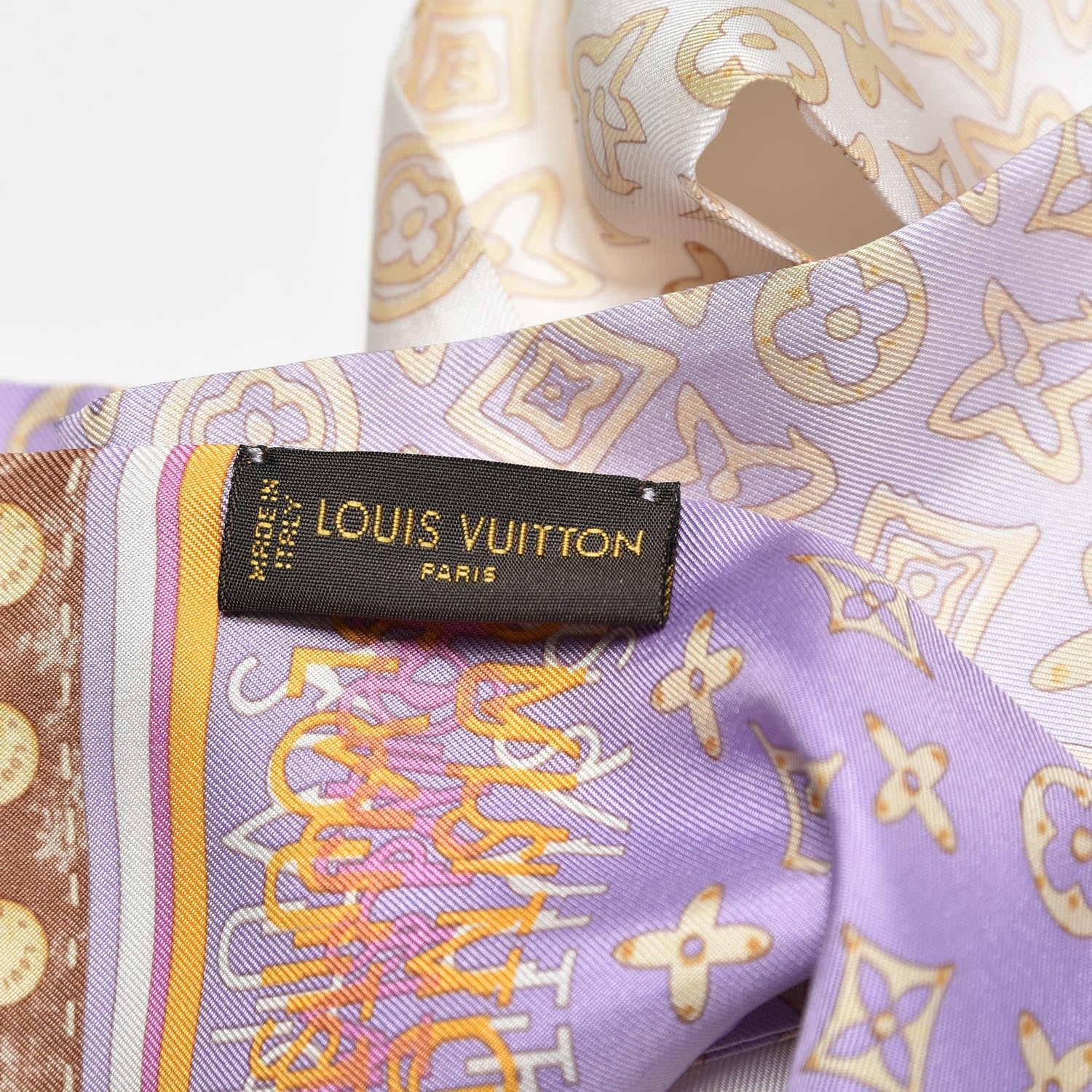 Louis Vuitton Silk Monogram Map Bandeau Lilac Mango 4 of 4