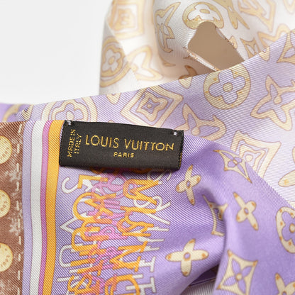 Louis Vuitton Silk Monogram Map Bandeau Lilac Mango 4 of 4