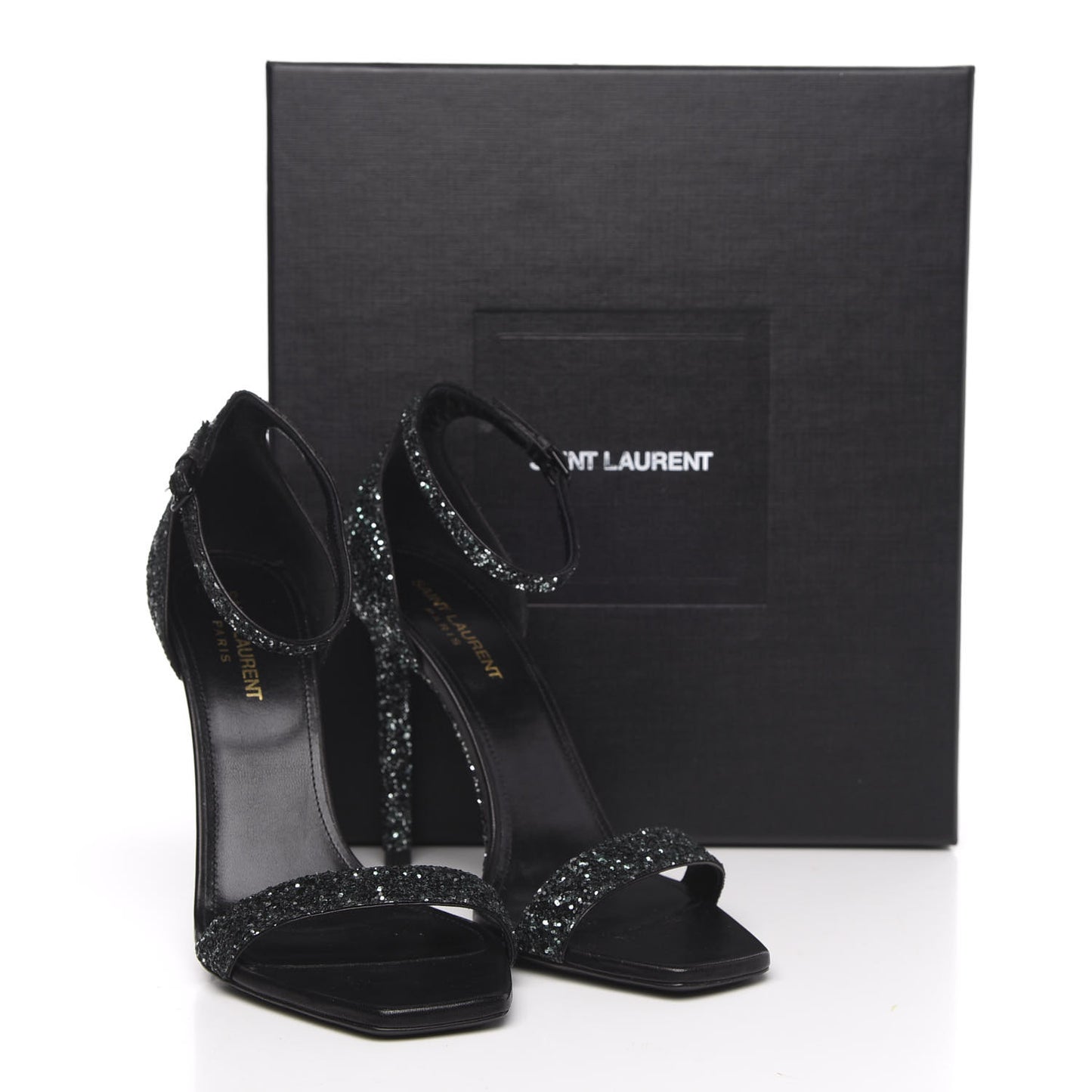 Glitter Amber 105 Ankle Strap Sandals 39.5 Black