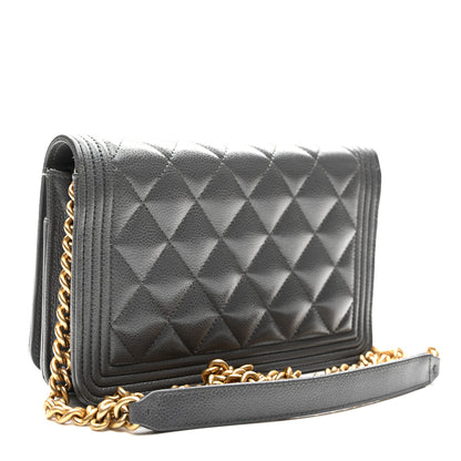 Chanel Caviar Quilted Boy Wallet On Chain WOC Grey 3 of 12