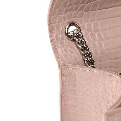 Saint Laurent Calfskin Crocodile Embossed Medium Classic Monogram Kate Tassel Satchel Powder Pink 14 of 16