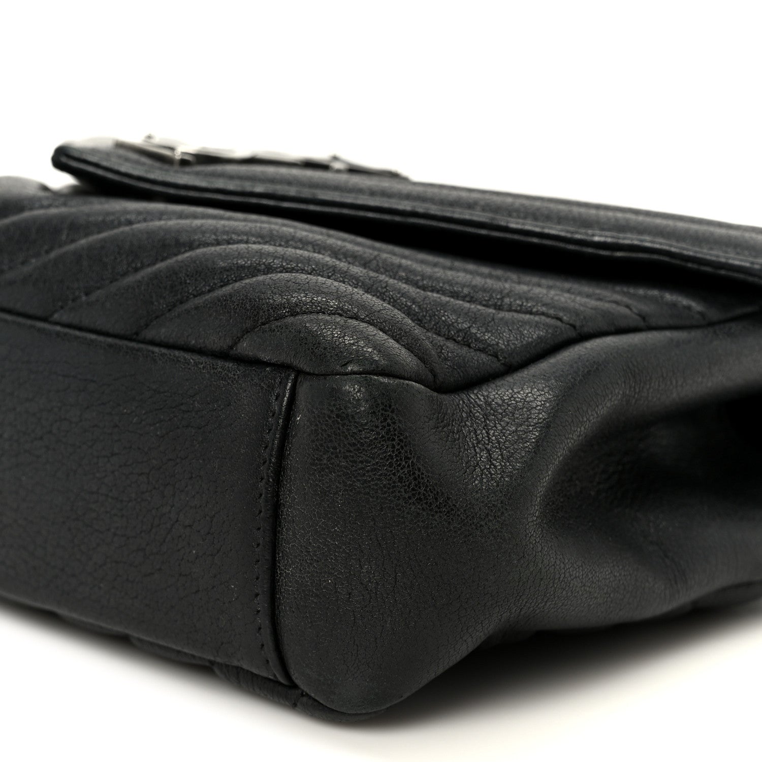 Saint Laurent Sheepskin Matelasse Chevron Monogram Monochrome Medium College Bag Black 10 of 11
