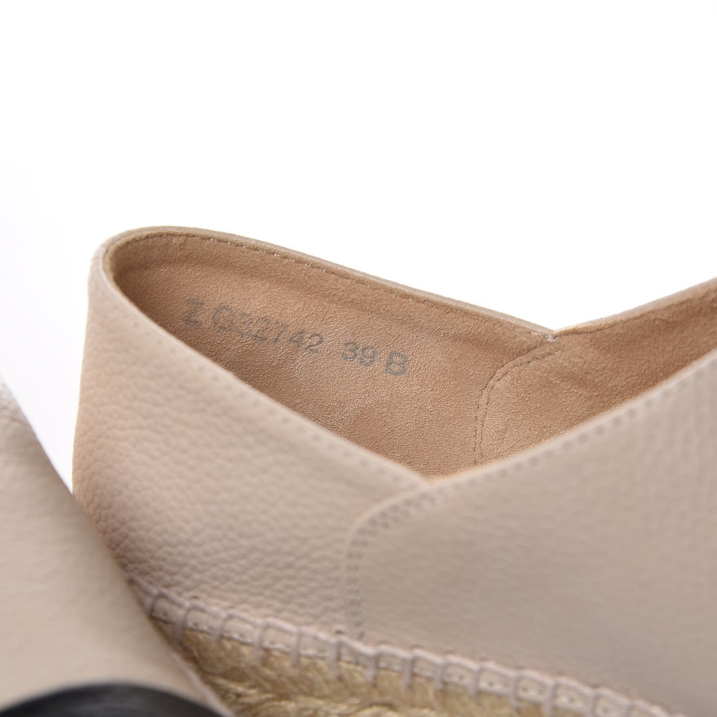 Grained Calfskin CC Espadrilles 39 Beige Black