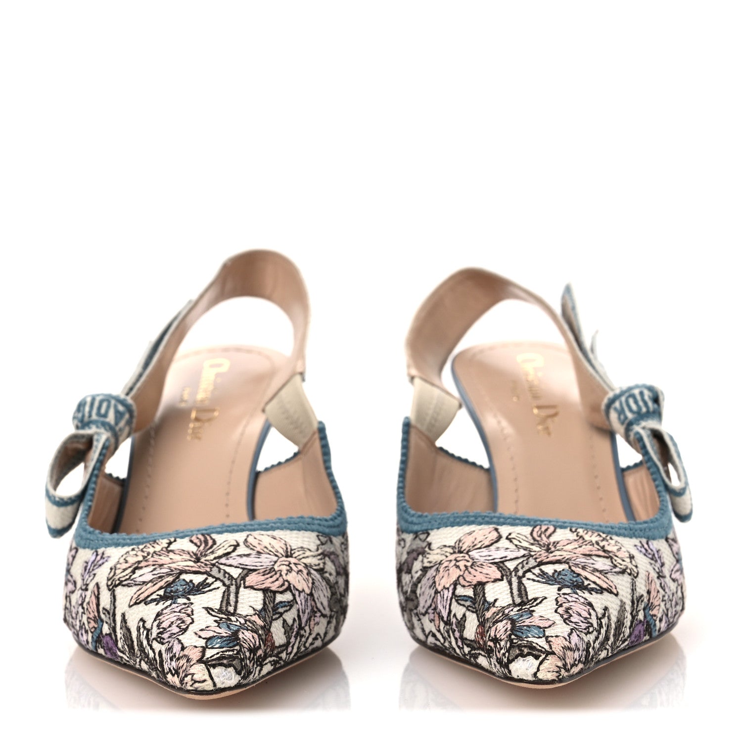 Christian Dior Canvas Embroidered J'Adior Slingback 65mm Pumps 38 Blue Multicolor 3 of 10