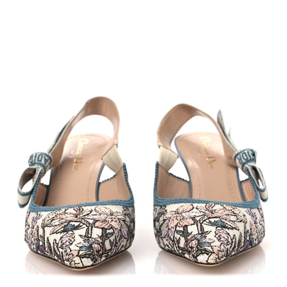 Christian Dior Canvas Embroidered J'Adior Slingback 65mm Pumps 38 Blue Multicolor 3 of 10