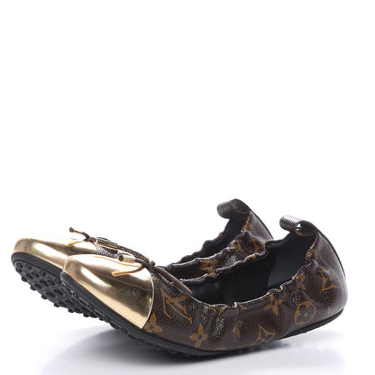 Louis Vuitton Monogram Flirty Ballet Flats 38.5 Gold 3 of 10