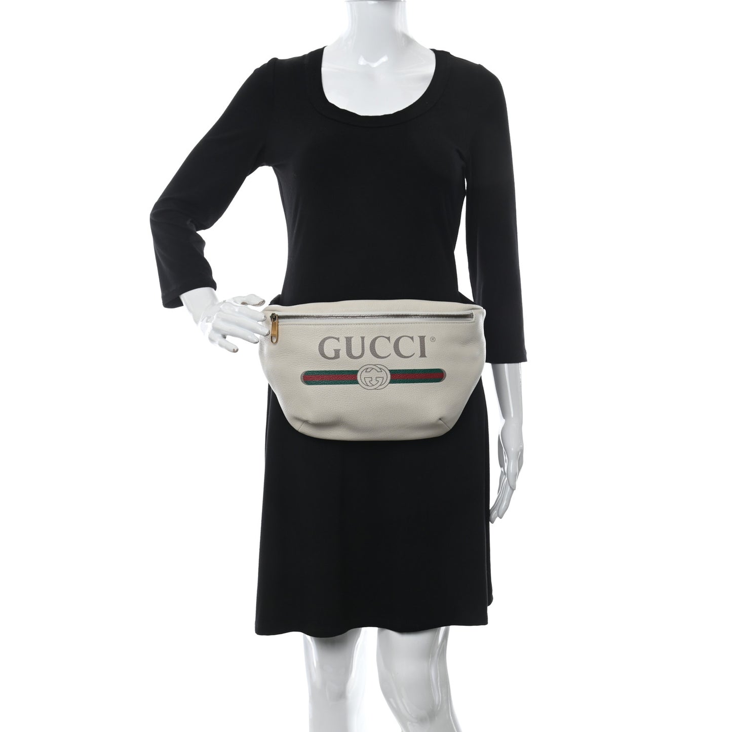 Grained Calfskin Logo Belt Bag White
