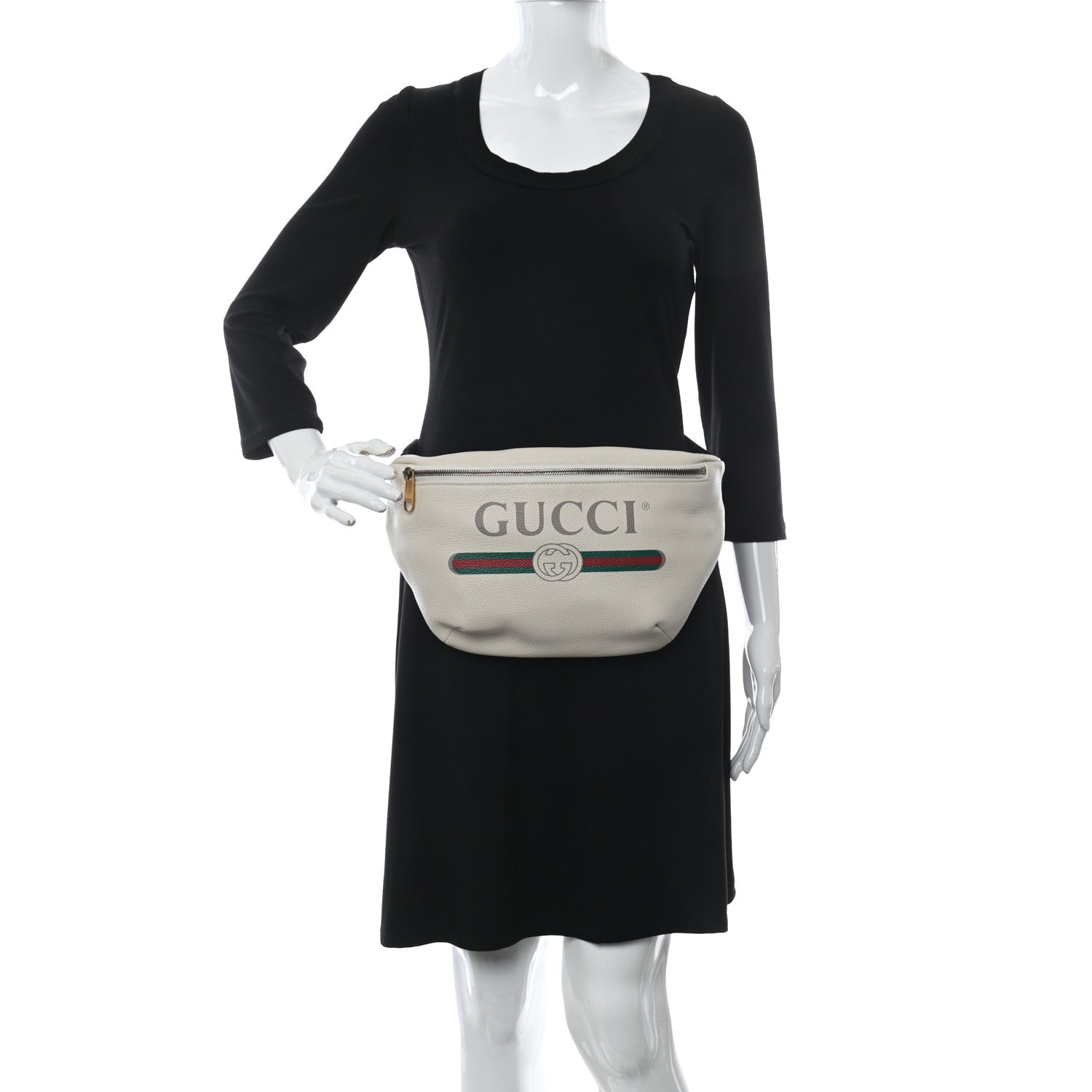 Gucci Grained Calfskin Logo Belt Bag White 2 of 10