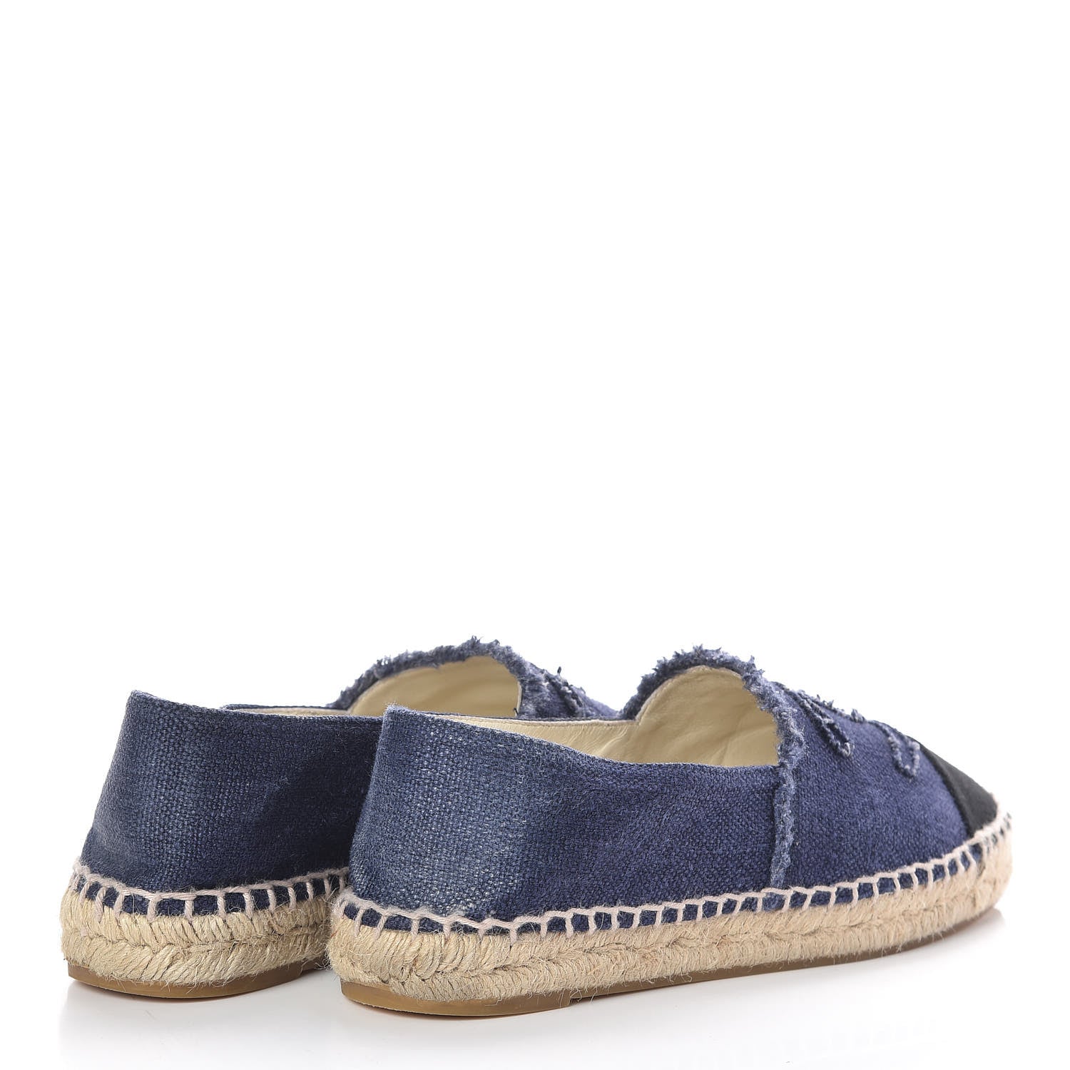 Chanel Denim Toile CC Espadrilles 38 Navy Black 4 of 11