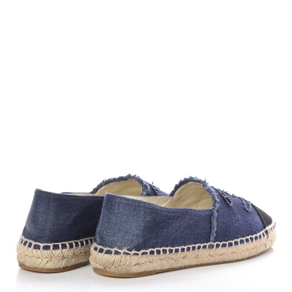 Chanel Denim Toile CC Espadrilles 38 Navy Black 4 of 11