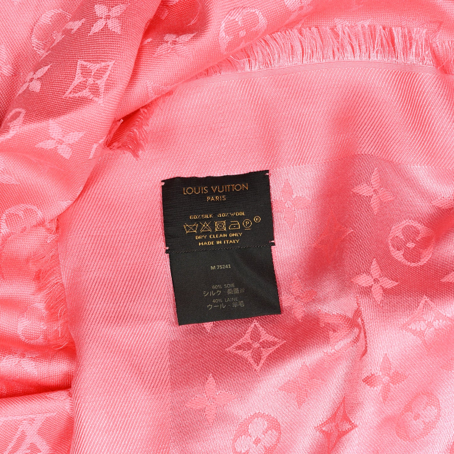Silk Wool Monogram Denim Shawl Pivoine