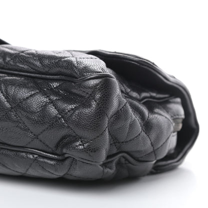 Chanel Crumpled Grained Calfskin Quilted Large Shiva Flap Black 10 of 14