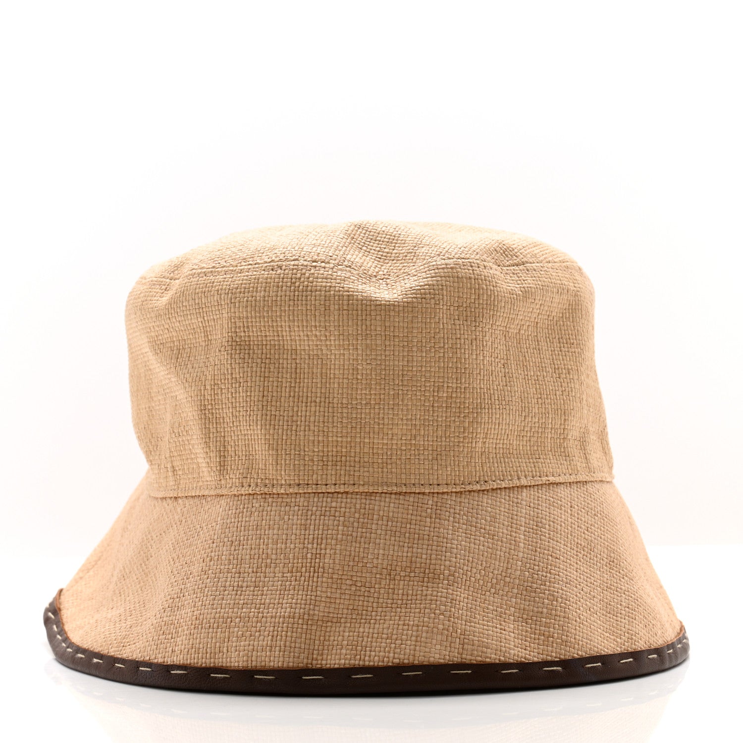 Fendi Cotton Woven Sheepskin FF Patch Bucket Hat S Naturale 6 of 9