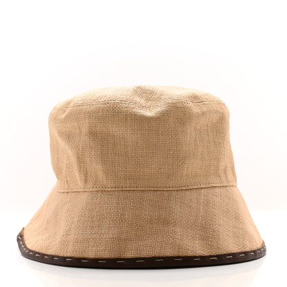 Fendi Cotton Woven Sheepskin FF Patch Bucket Hat S Naturale 6 of 9