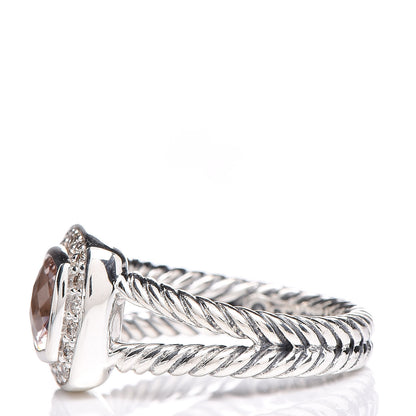 David Yurman Sterling Silver Diamond Morganite 7mm Petite Albion Ring 50 5.5 3 of 5