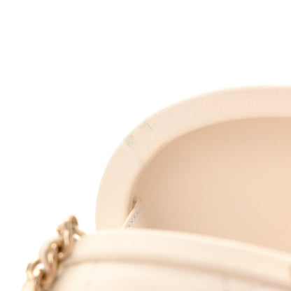 Chanel Lambskin Quilted Oval Minaudiere Chain Clutch White 10 of 12