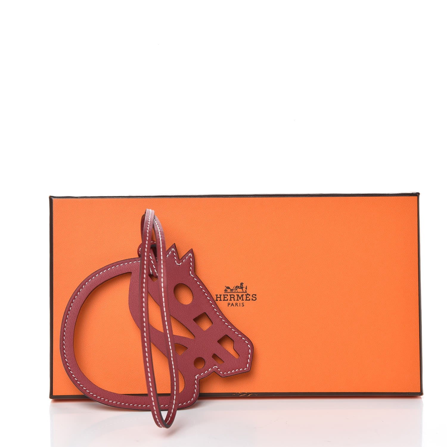 Hermes Swift Paddock Cheval Horse Bag Charm Rouge Grenat 4 of 4