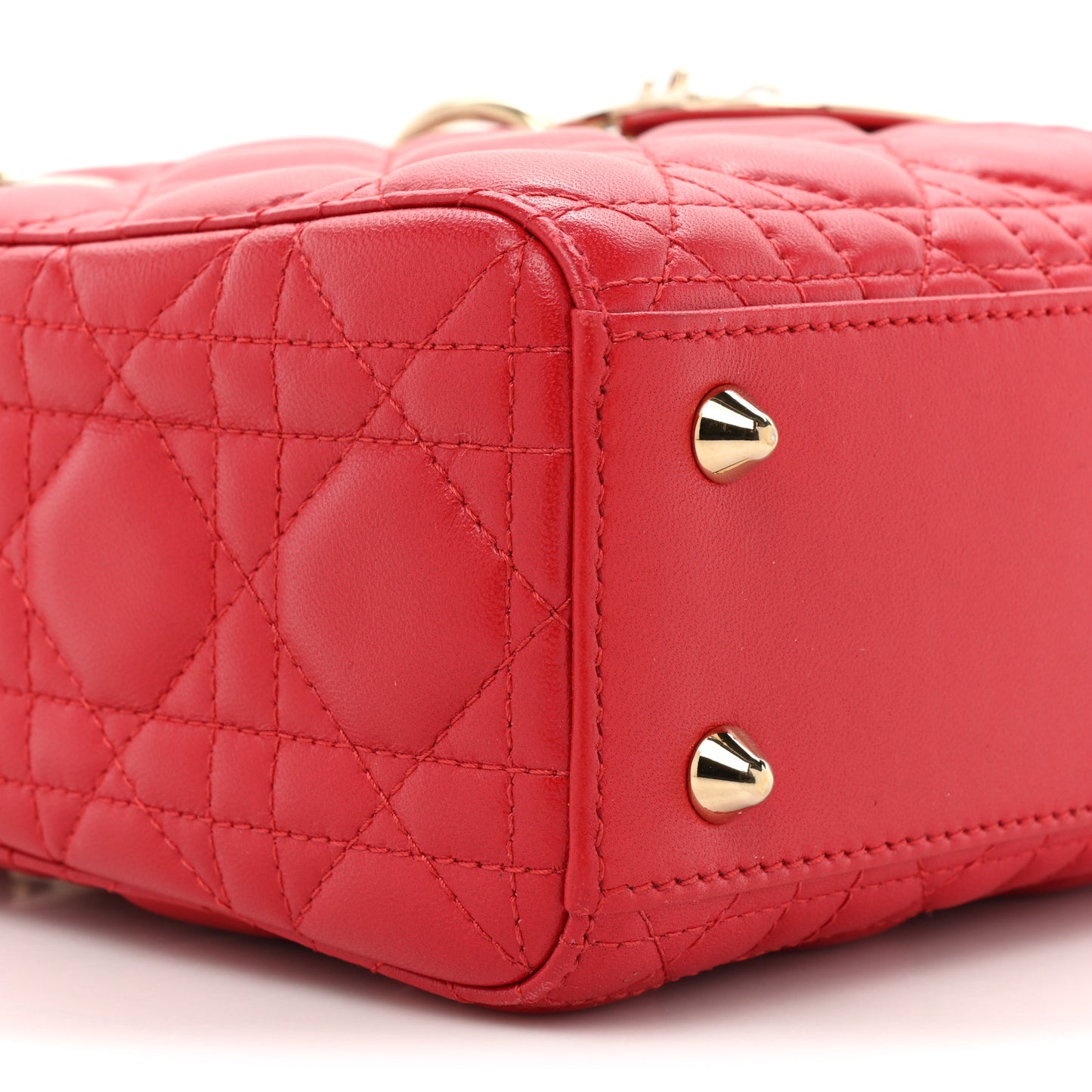Lambskin Cannage Small Lucky Badges My Lady Dior Red