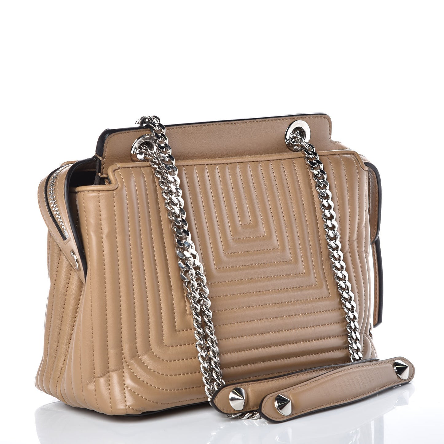 Shiny Nappa Trapuntata Small DotCom Click Chain Satchel Cuoio