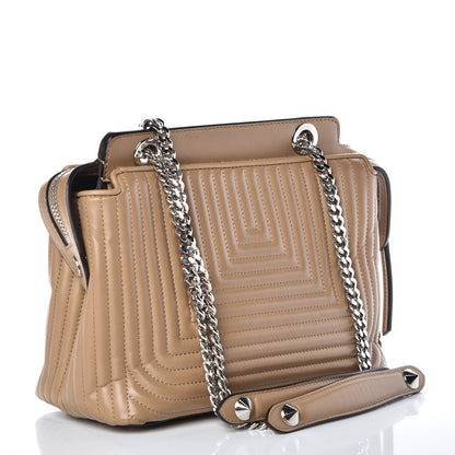 Fendi Shiny Nappa Trapuntata Small DotCom Click Chain Satchel Cuoio 1 of 8