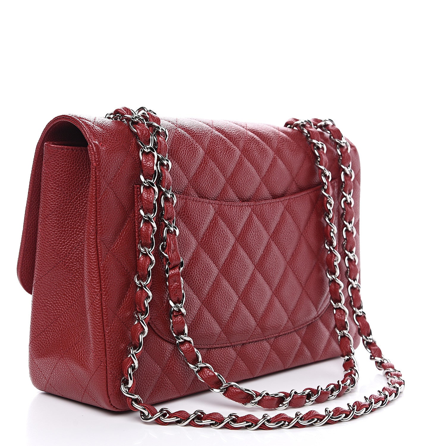 Chanel Caviar Quilted Jumbo Single Flap Dark Red 2 of 12