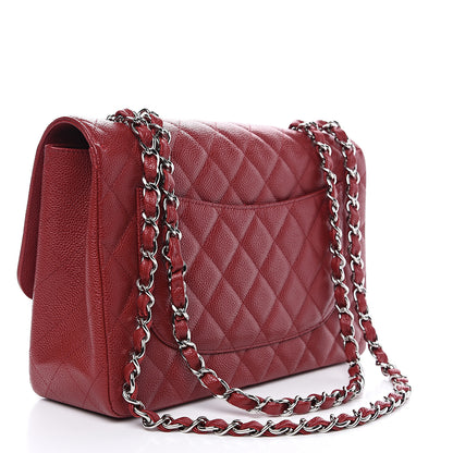 Chanel Caviar Quilted Jumbo Single Flap Dark Red 2 of 12