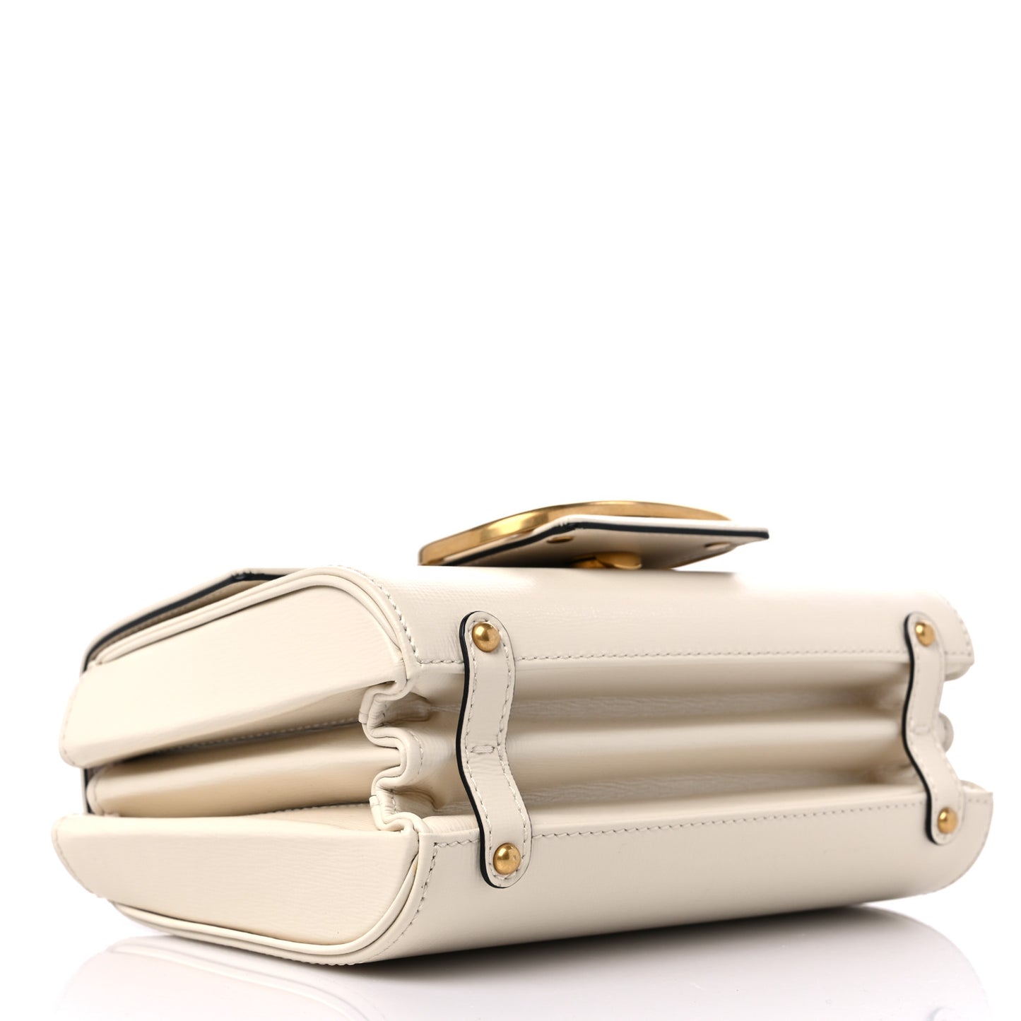 Grainy Calfskin VLogo Stud Sign Shoulder Bag Light Ivory