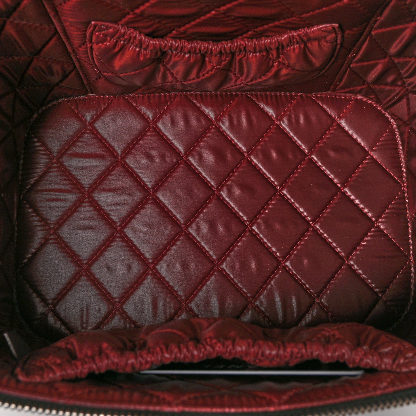 Lambskin Quilted Large Vanity Pouch Black