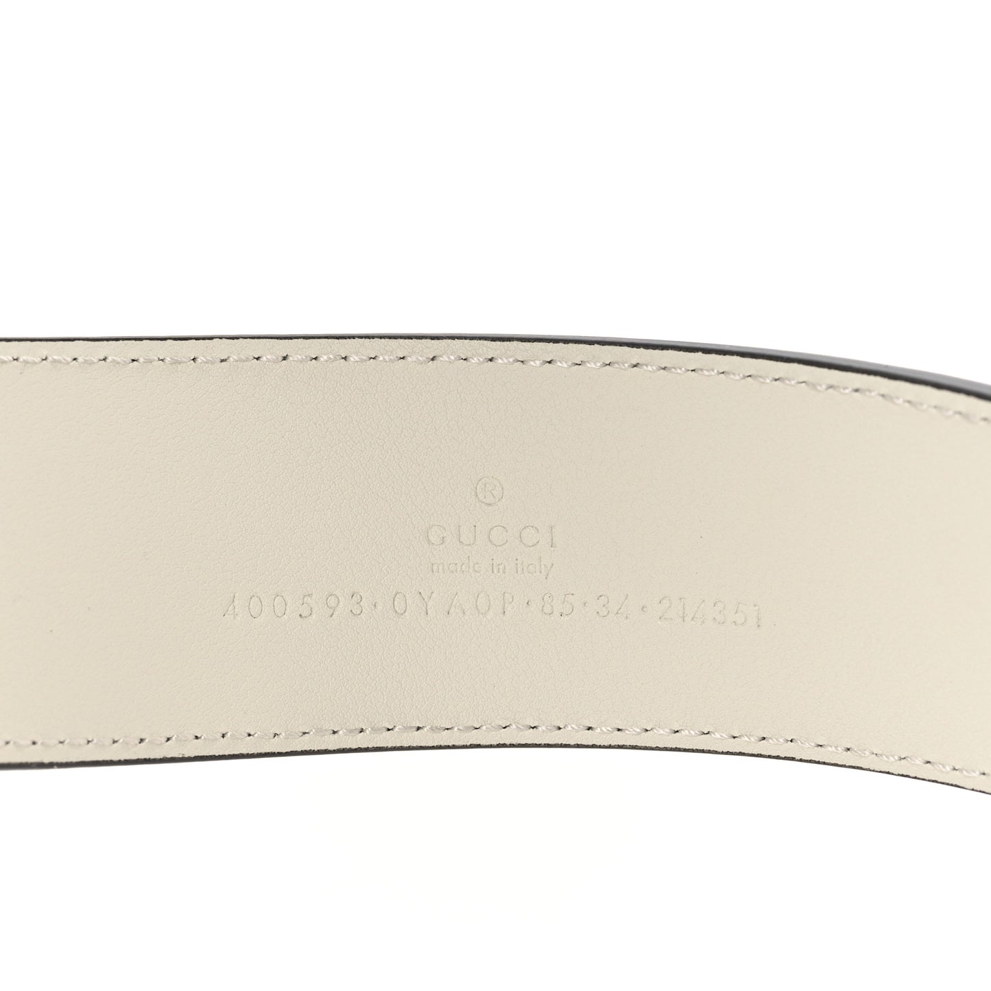 Plutone Calfskin Palladium Double G 40mm Belt 85 34 Mystic White