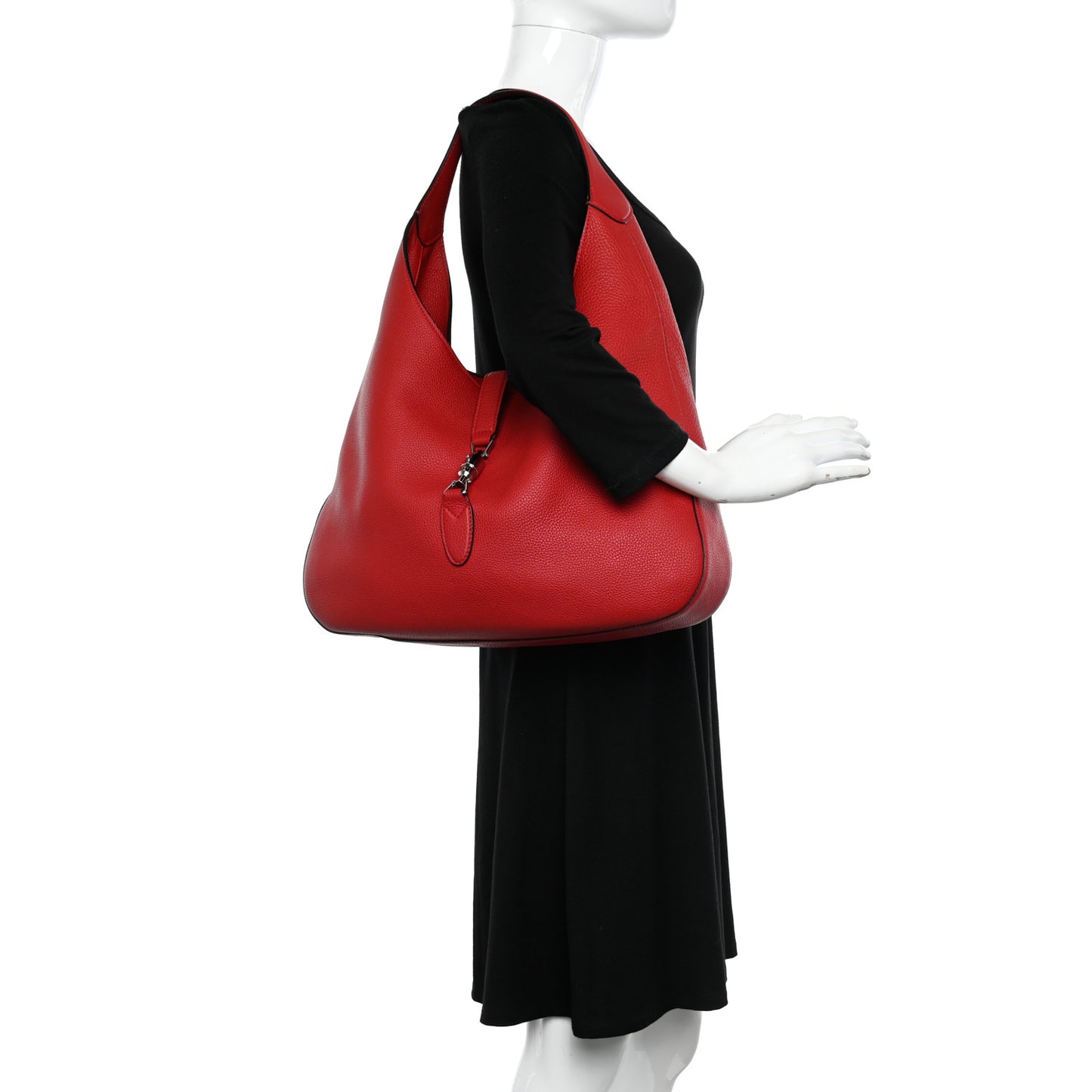Soft Grained Calfskin Large Jackie Hobo Hibiscus Red