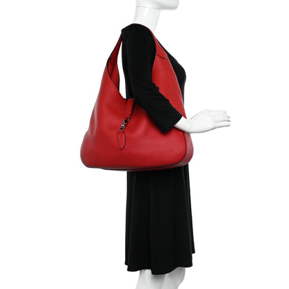 Gucci Soft Grained Calfskin Large Jackie Hobo Hibiscus Red 2 of 11