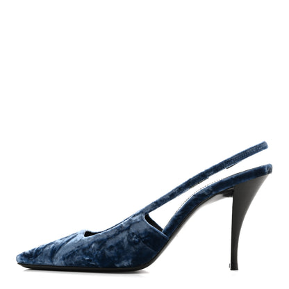 Saint Laurent Velvet Tom 90 Dream Slingback Pumps 37.5 Denim 1 of 11
