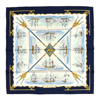 Hermes Silk La Marine En Bois Scarf 90 1 of 3