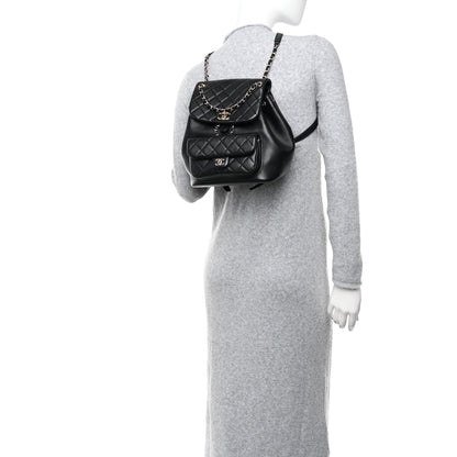 Chanel Lambskin Quilted Large Duma Drawstring Backpack Black 2 of 10