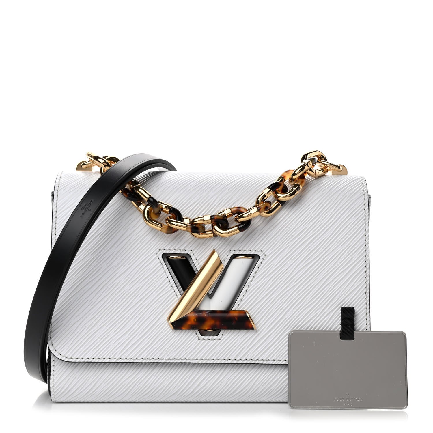 Louis Vuitton Epi Tortoiseshell Twist Shoulder Bag MM Black White 1 of 6