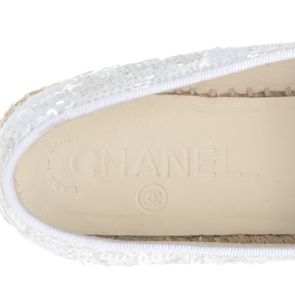 Chanel Patent Sequin CC Espadrilles 36 White 7 of 8