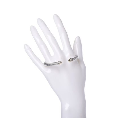 David Yurman Sterling Silver 18K Yellow Gold Diamond 5mm Cable Classics Bracelet 2 of 4