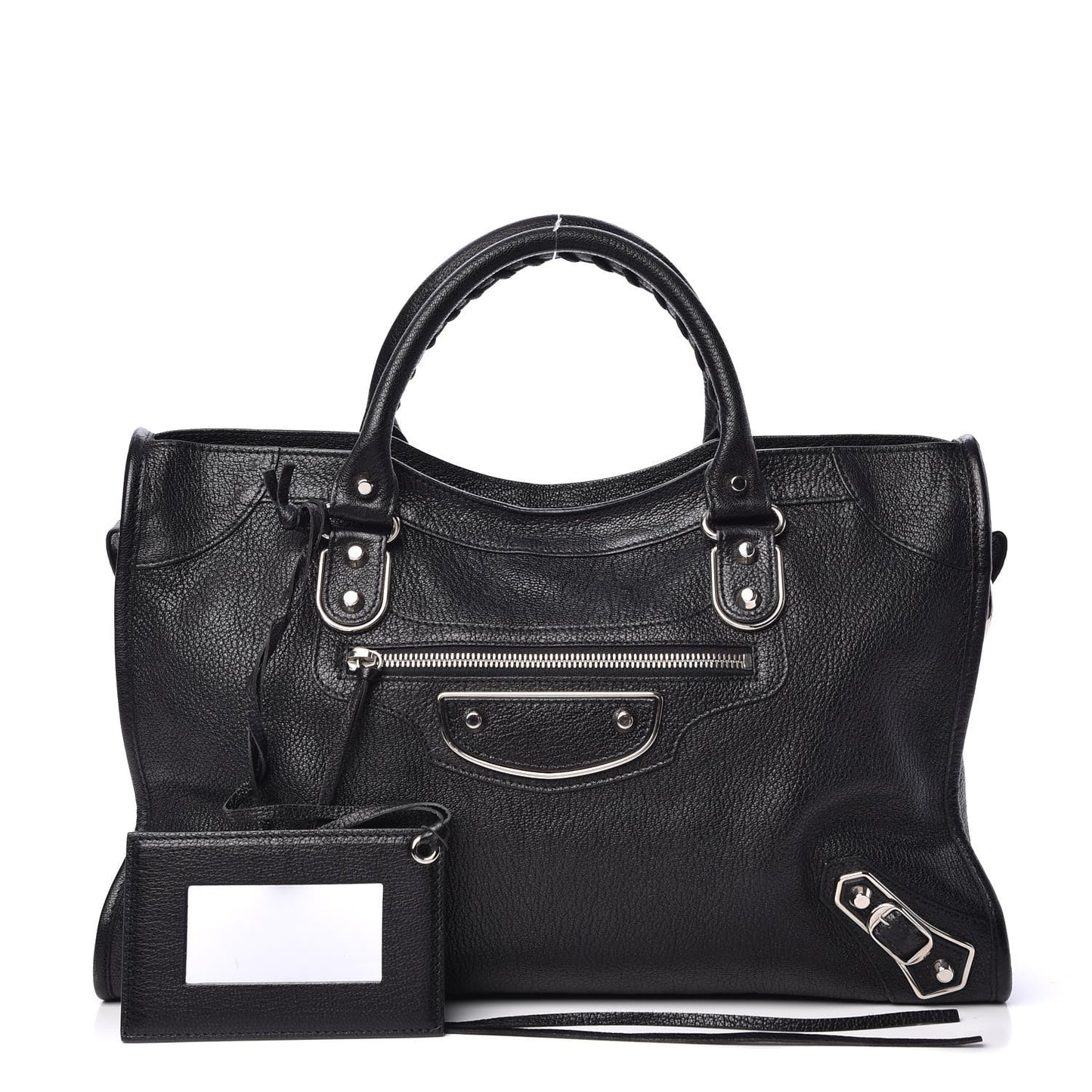 Chevre Silver Metallic Edge Hardware City Black