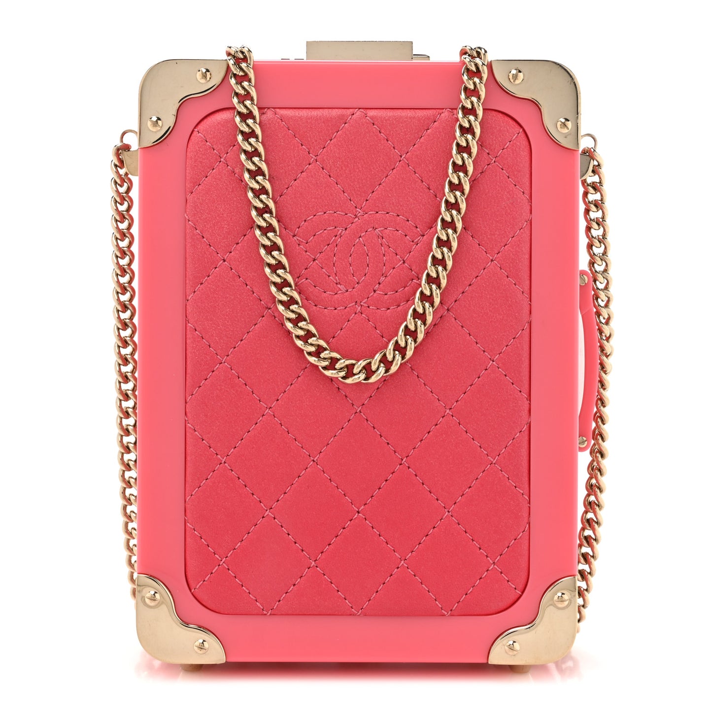 Plexiglass Lambskin Evening In The Air Mini Trolley Minaudiere Clutch Pink