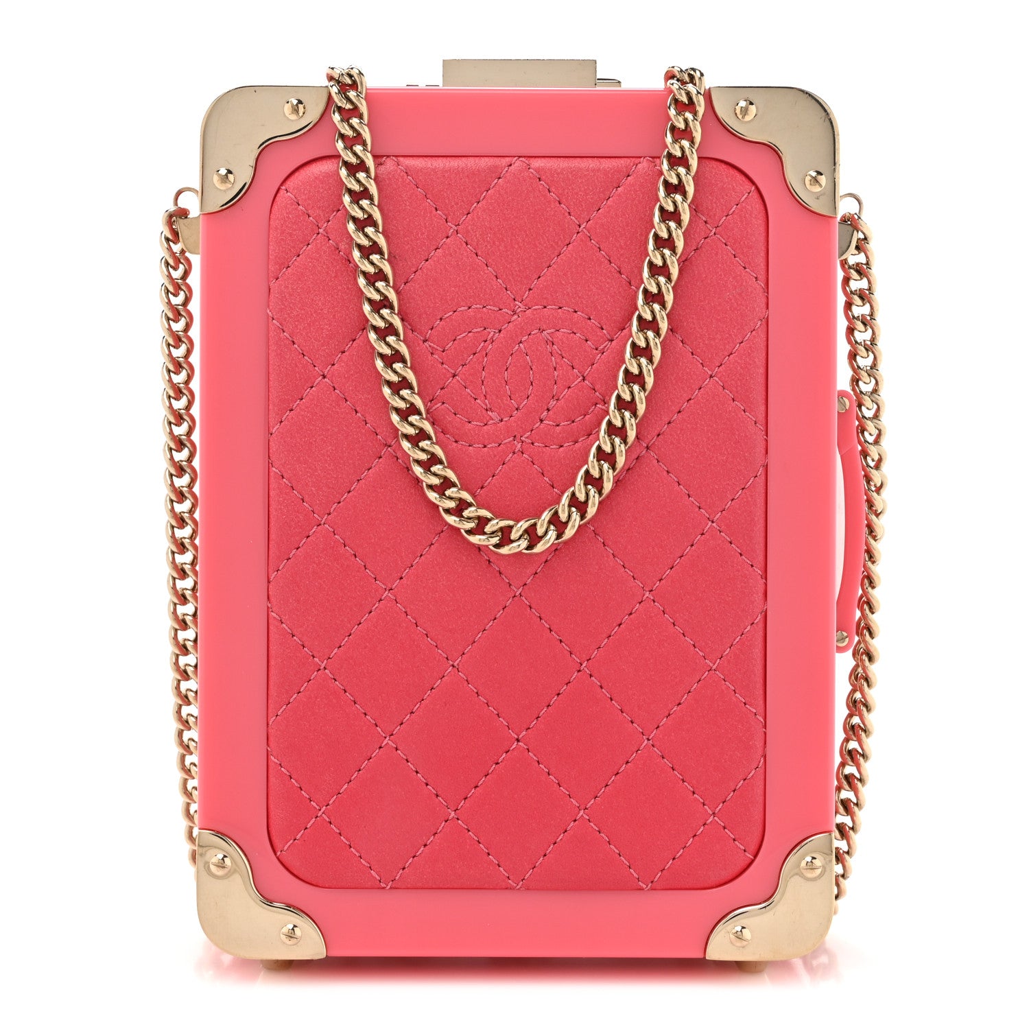 Chanel Plexiglass Lambskin Evening In The Air Mini Trolley Minaudiere Clutch Pink 1 of 11