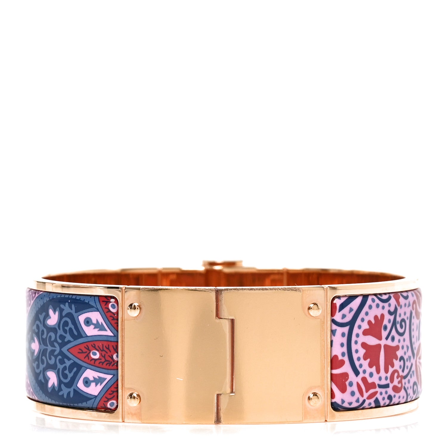 Hermes Enamel Printed Wide Cachemire Fleuri Hinged Bracelet L Surnaturel 3 of 4