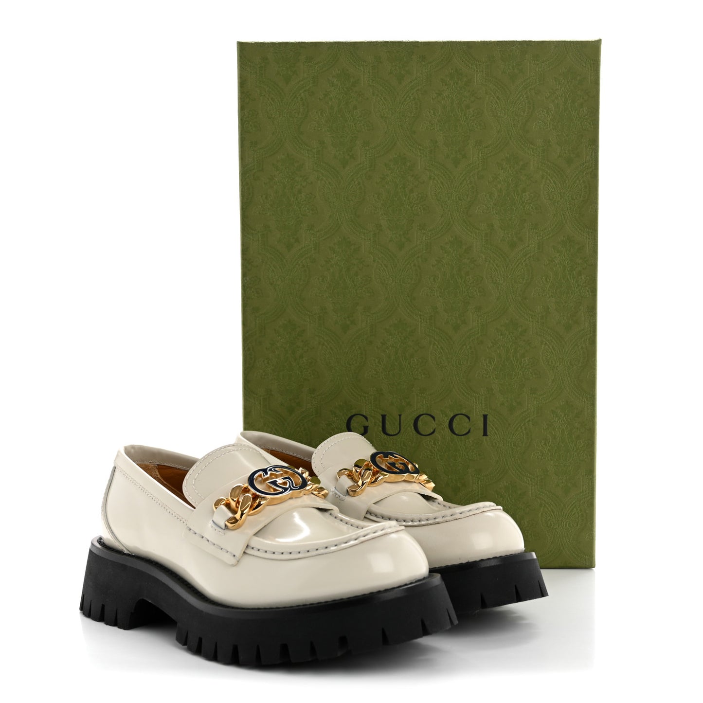 Cordovan Lux Womens Jeanne Platform Lug Sole 30/45mm Loafers 36 Mystic White
