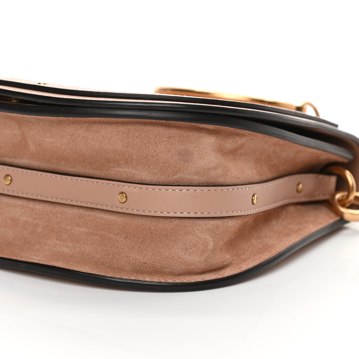 Calfskin Suede Medium Nile Bracelet Bag Biscotti Beige