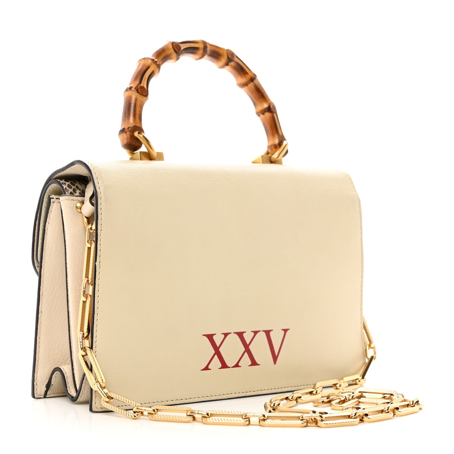 Calfskin Snakeskin Studded Small Ottilia Top Handle Bag White